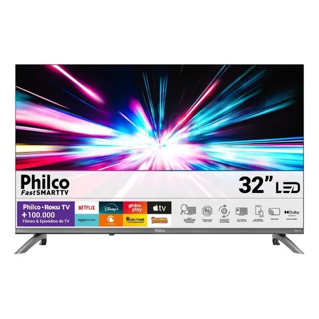 Smart TV 32" Philco Roku TV Dolby Áudio HDR10